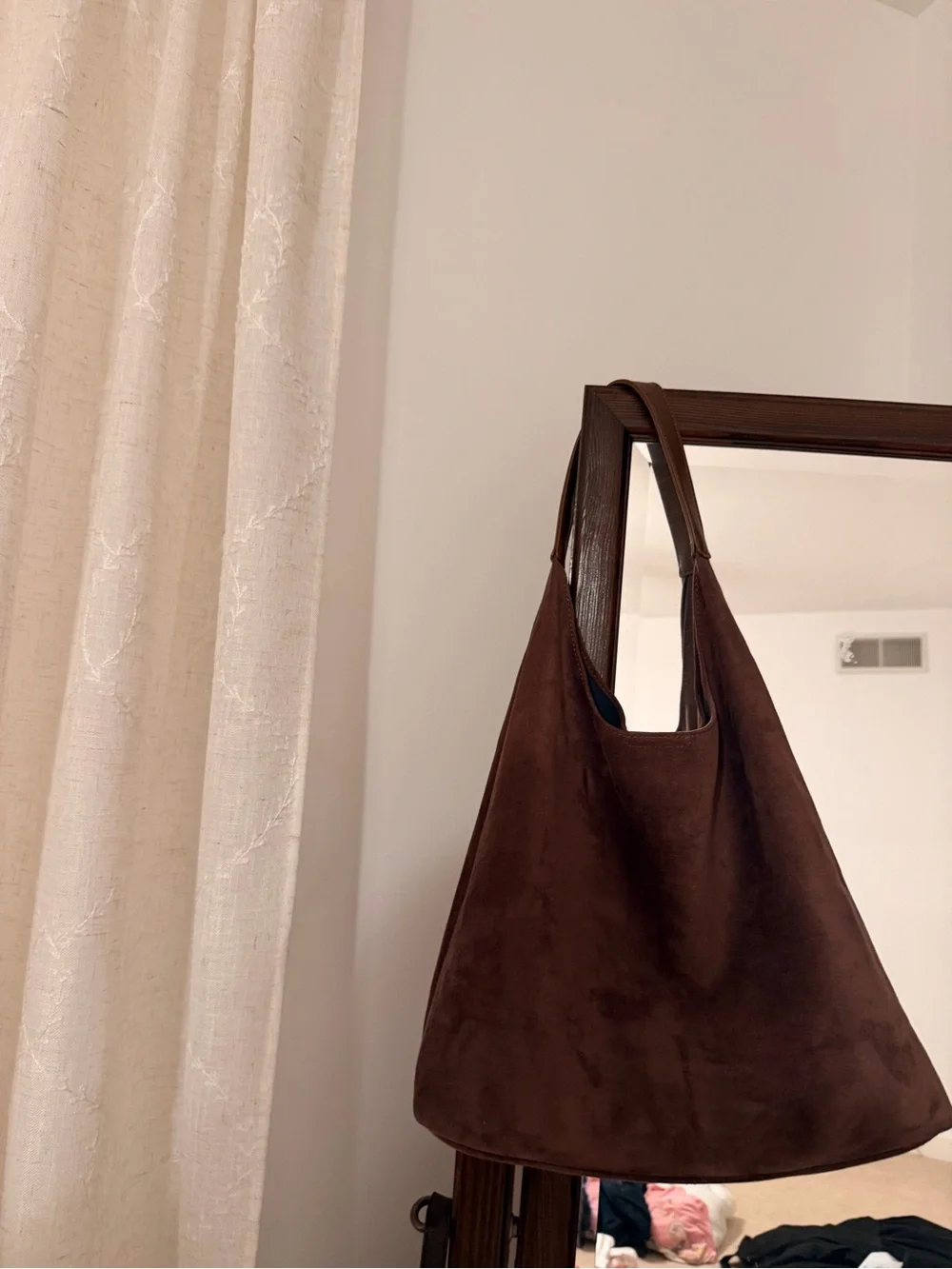 Brown Suede Hobo Shoulder Bag